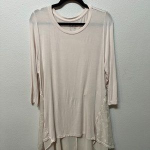 LOGO by Lori Goldstein cream shirt, with gorgeous lace and satin.